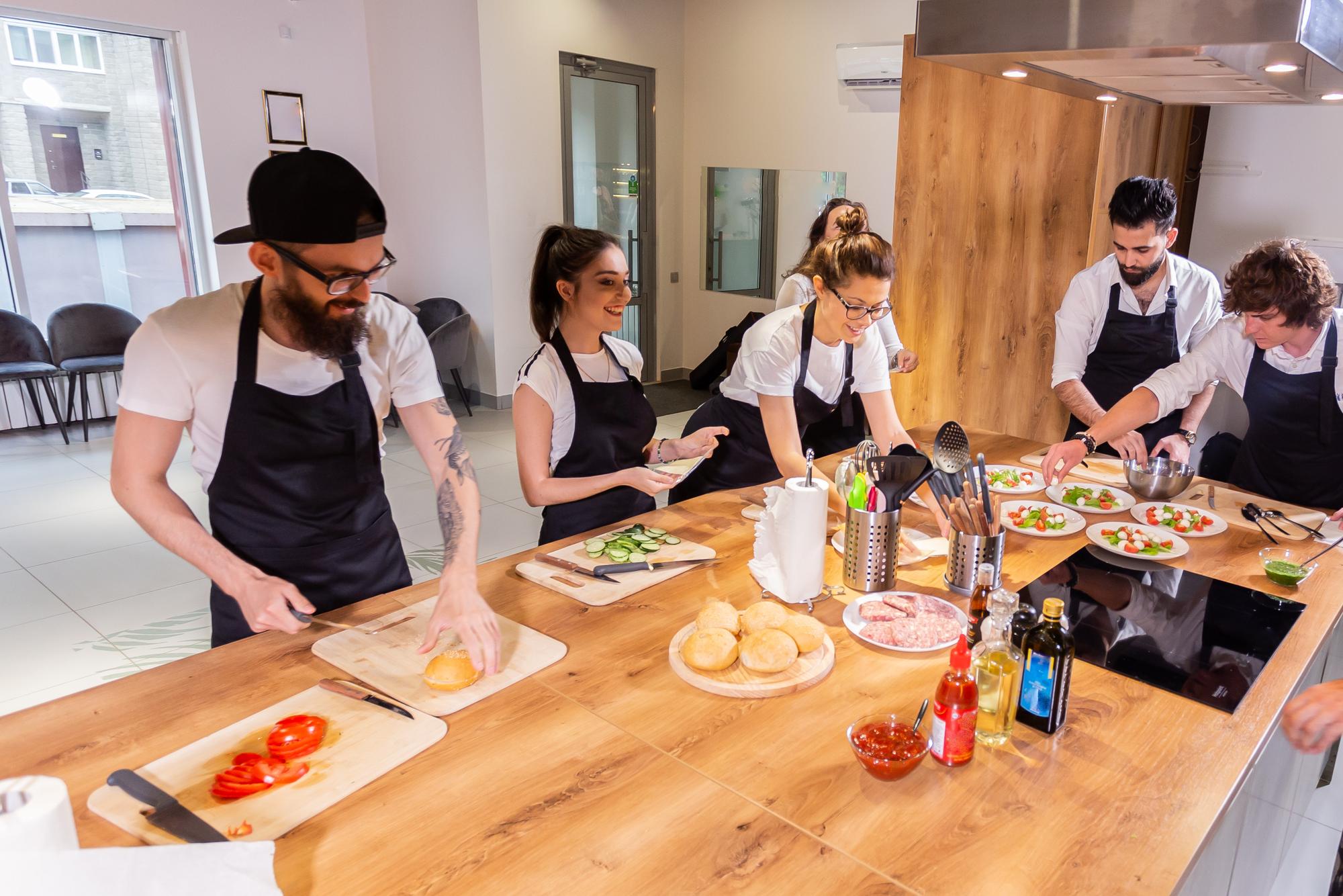 Workshop chef teaching small group